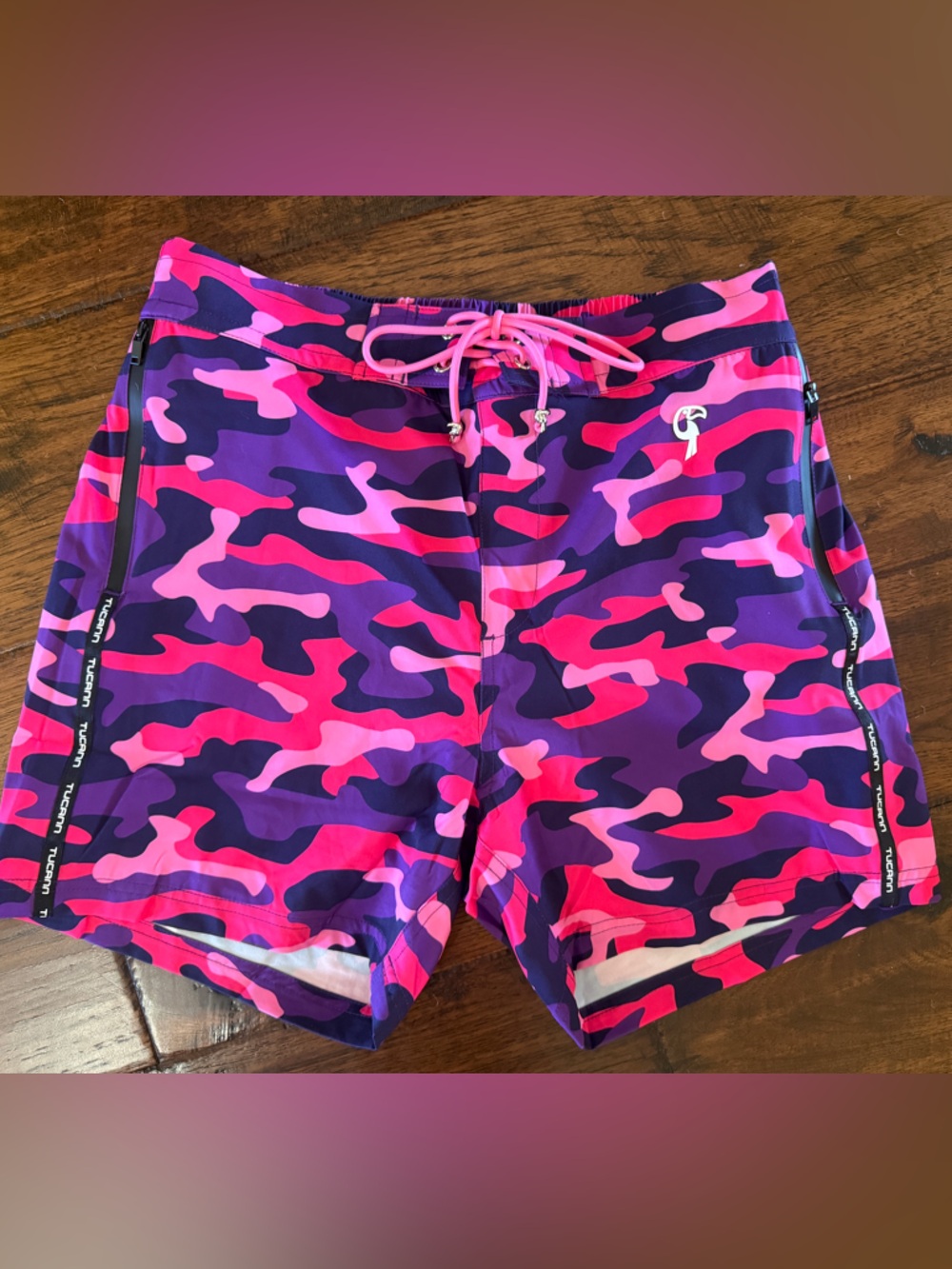 Men's Pink & Purple Camo Swim Board Shorts